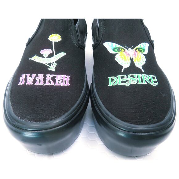 New VANS Classic Slip-On Platform Morph Glow In The Dark Gothic Punk Black W 9 - Picture 5 of 9